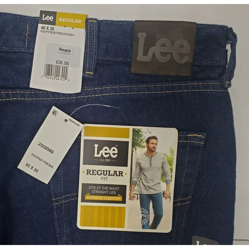 NWT Mens Lee Jeans 40X30 Regular Fit Pepperwash Blue Straight Leg 2008989‎